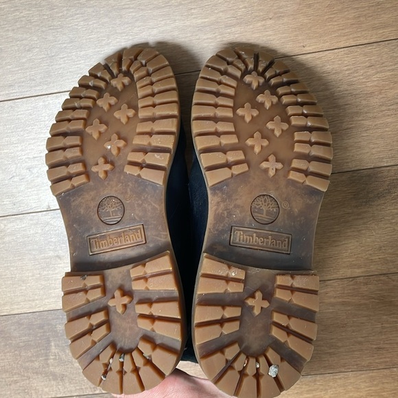 Timberland Waterproof Warm gray Teddy fleece Lined Boots navy blue leather sz 7 - Picture 9 of 10